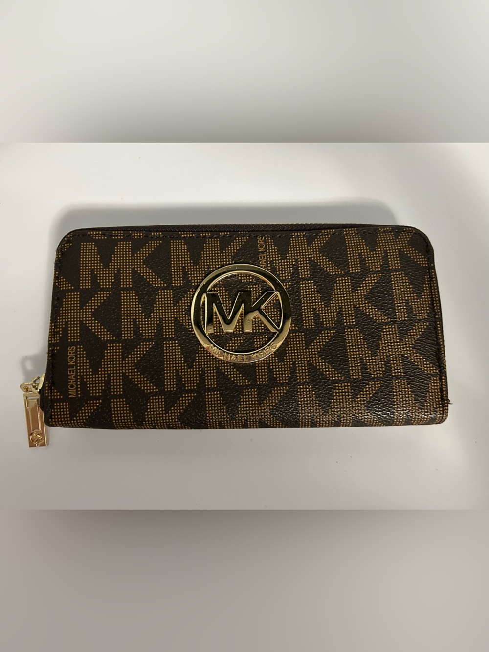 Michael Kors Brown and Gold Logo Card Holder